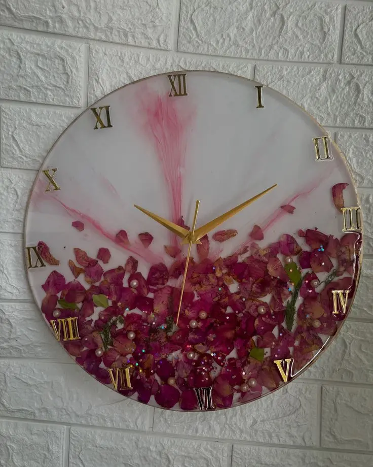 Round clock flower preservation (RA-010)