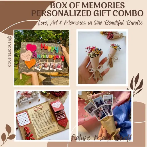 Box of Memories: Personalized Gift Combo with Anniversary Board, Love Letter Scroll & Mini Bouquets