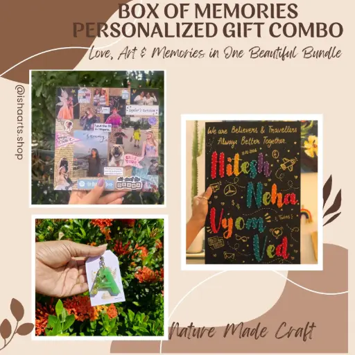 Gift hamper with the family name board.